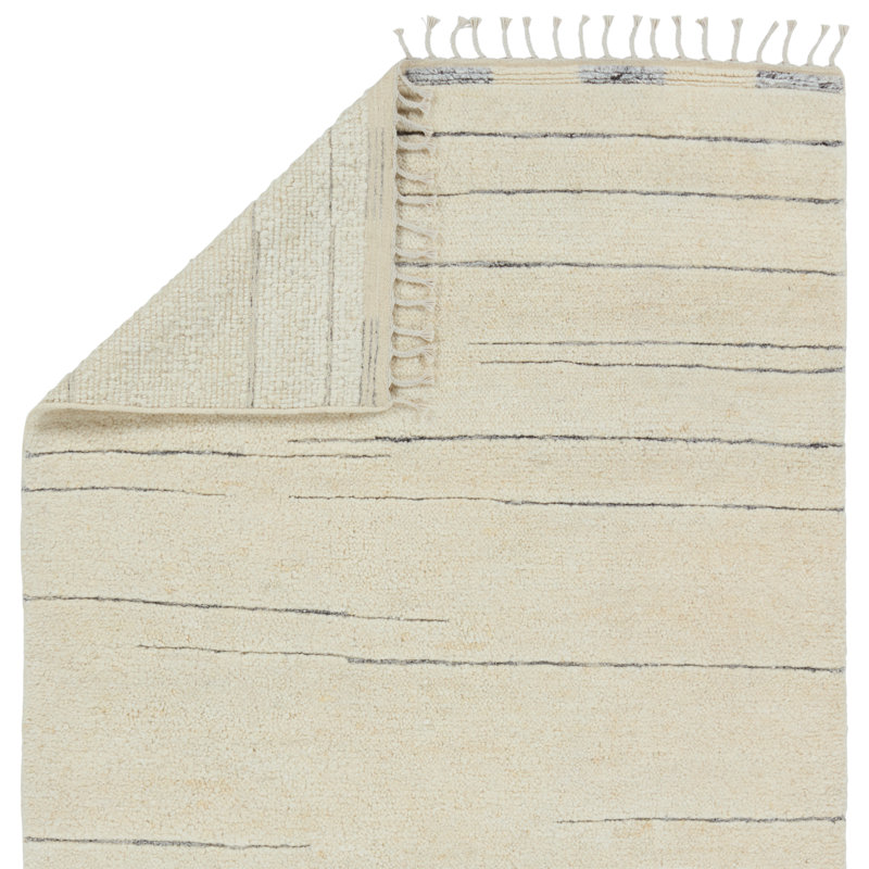 Keoka Wool Area Rug in Cream/Gray, Rectangle 6' x 9'