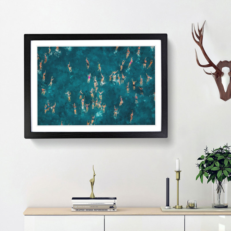 Swimmers Swimming - Framed Print, 24cm H x 33cm W x 2cm D, Black Framed