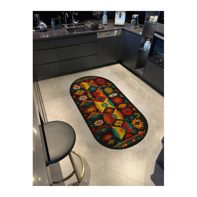Tapis tissé noir Mosso, 5'1" x 7'7"