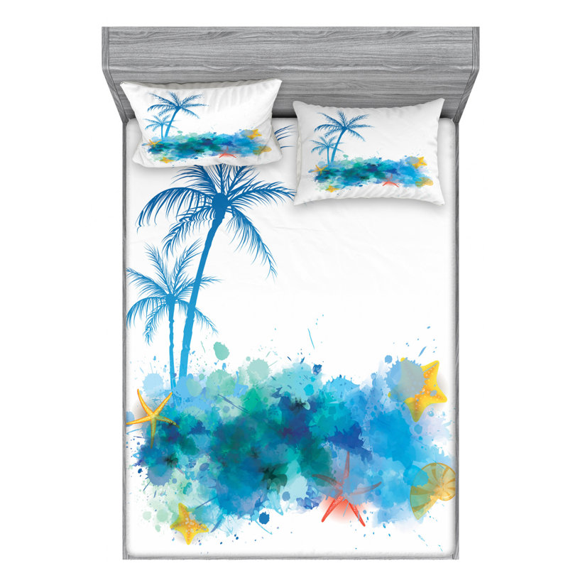 Seashells Microfiber Sheet Set, Full Sheet Set with Fitted Sheet