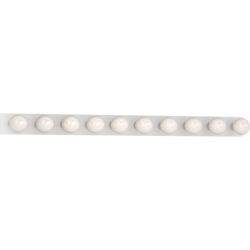 10-Light Indoor White Wall Mount Vanity Light Bath Bar No Shades