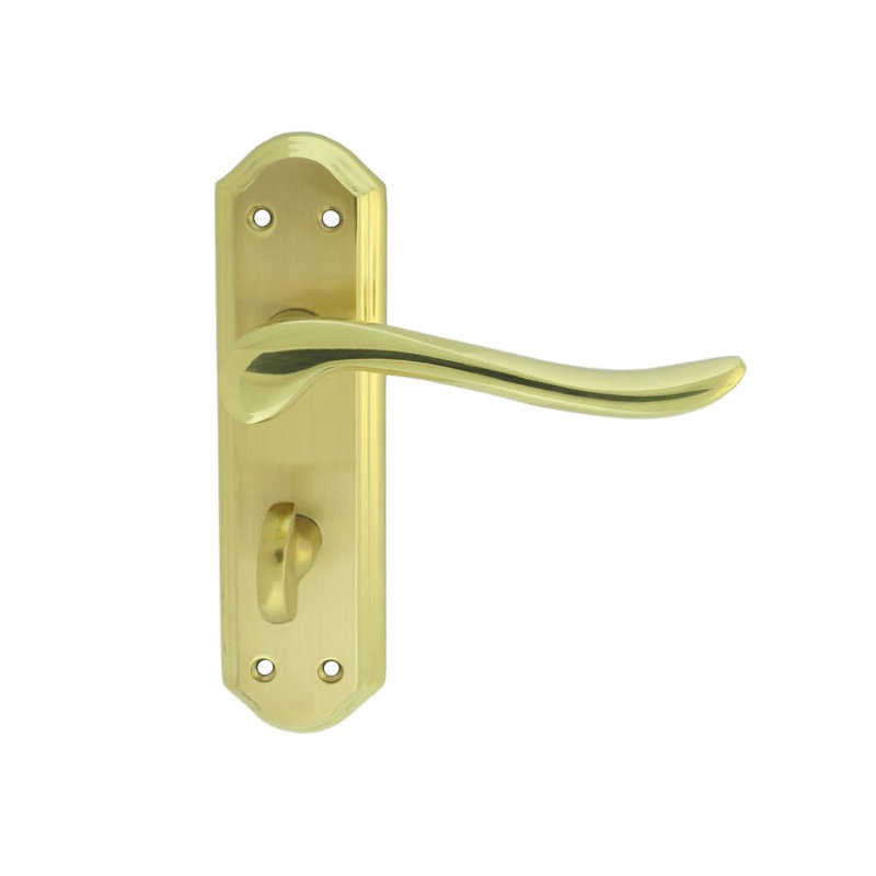 Lytham Bathroom Door Handle, Polished Brass/Satin Brass