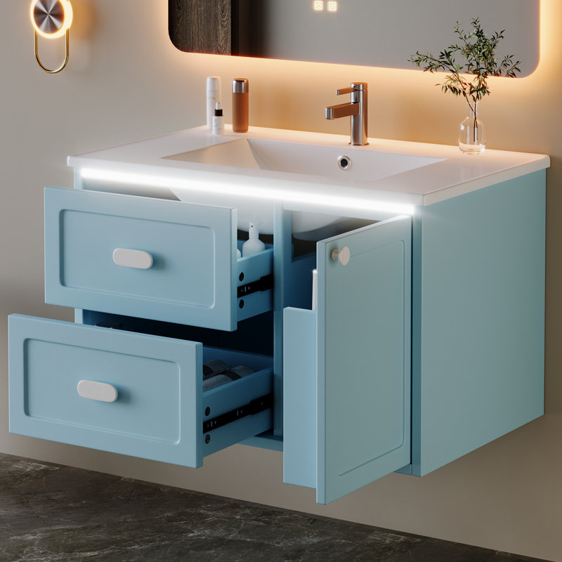 76 mm Wall Mounted Bathroom Vanity, Blue