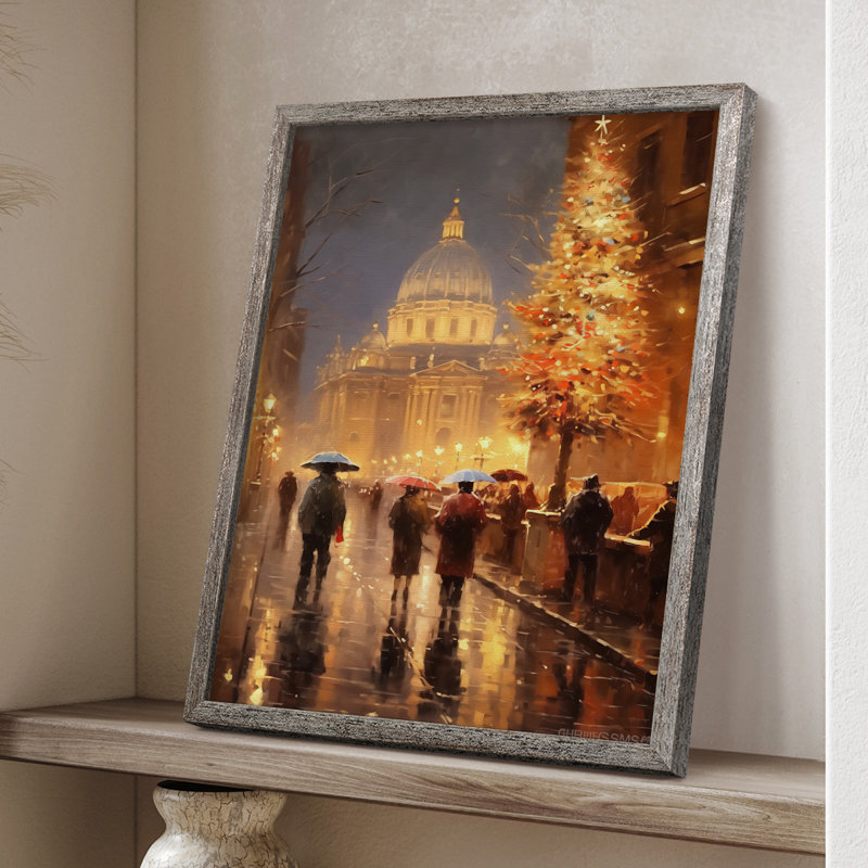 «Christmas Holiday Art DCC XXXVII», reproduction d'art encadrée - bois massif XMA171242, H 15 po x l 12 po