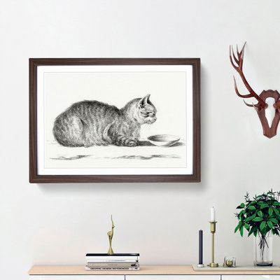 Cat by a Bowl by Jean Bernard - Picture Frame Drawing Print
