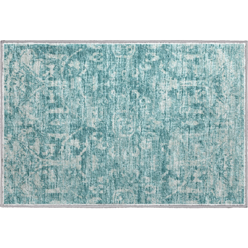 Premium Machine Washable Mayfield AMF40 Oriental Rug, 1'8" x 2'6", Blue