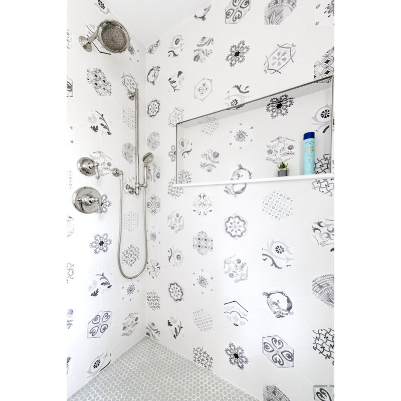 Carrelage géométrique à motif de plancher en porcelaine à motif géométrique 6 po x 7 po