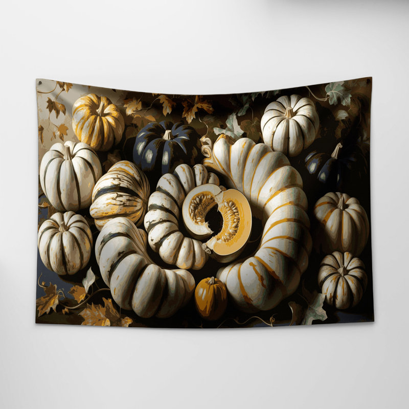 Tapisserie murale légumes et courge Delicata, 88 po x 104 po