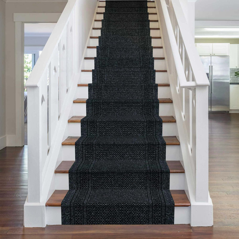 Schwarz Hand Woven Black Indoor Rug, Runner 66 x 810cm