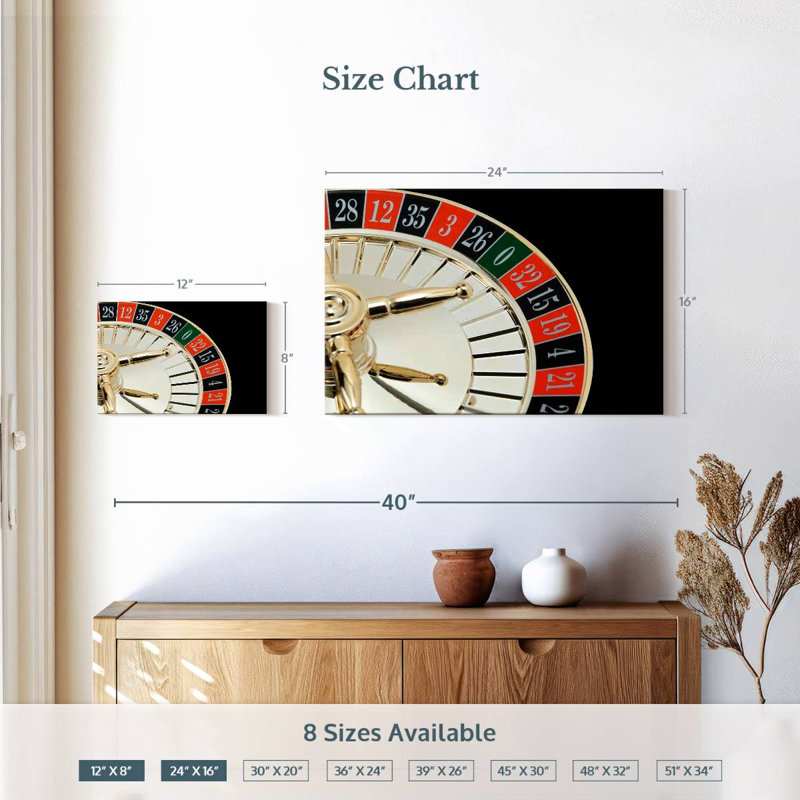 Senne roulette de casino doré, H 16 po x l 24 po