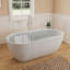 Baignoire îlot Fslefay 63'' en terrazzo, résine de pierre mouchetée, baignoire profonde avec trop-plein et bonde escamotable.-121412807