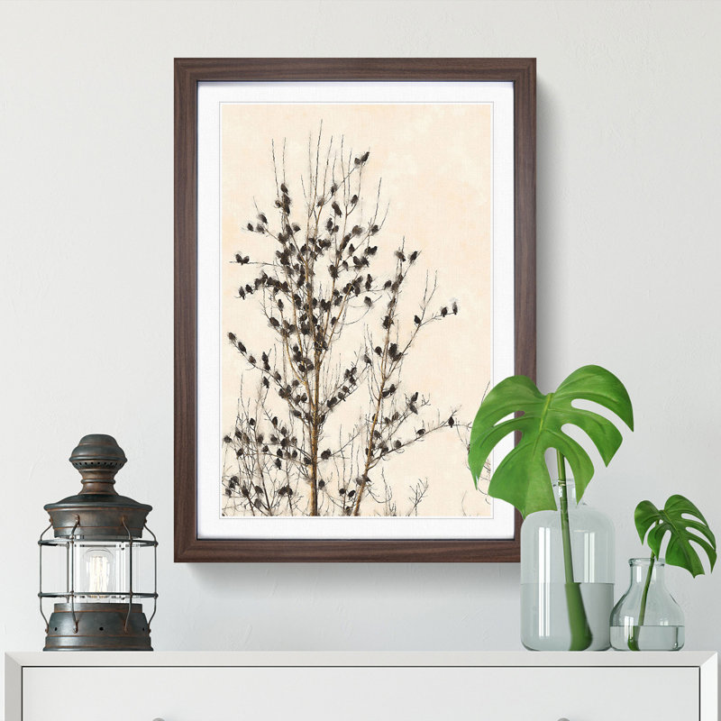 Birds in the Tree - Picture Frame Graphic Art Print, Walnut Framed, 87cm H x 62cm W x 2cm D