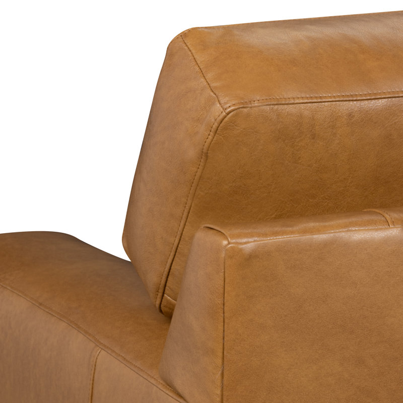 Canapé en cuir véritable 84 po Cleo, Cuir véritable caramel Steamboat
