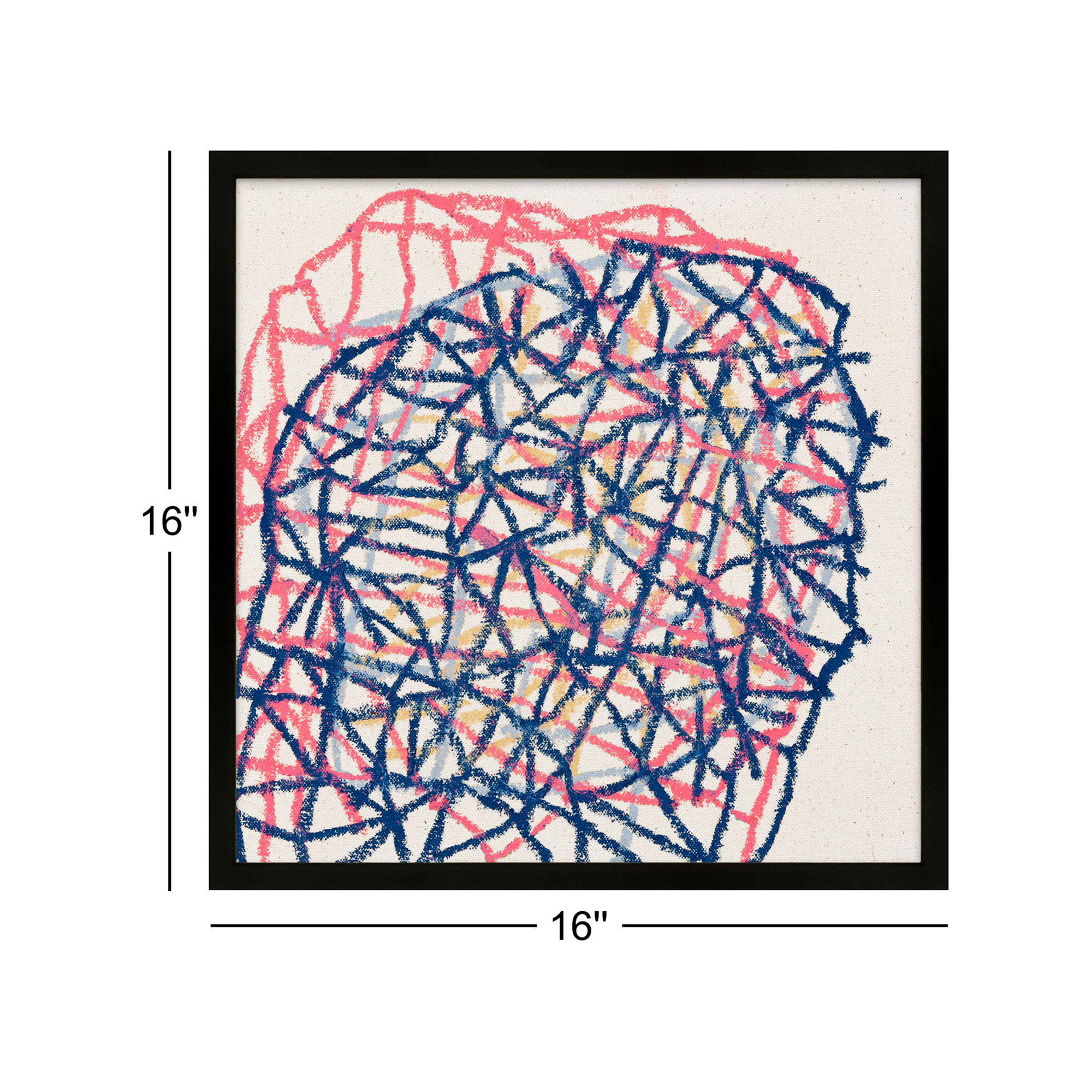 Pink Tangle by Stephanie Dennis, 16" H x 16" W  x 1.25" D, Black