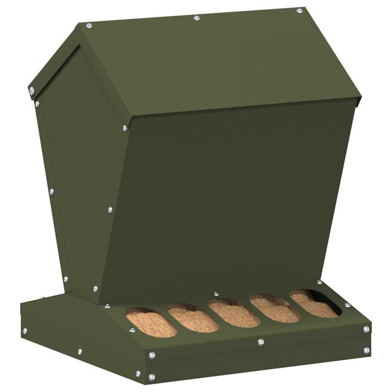 Cold-Rolled Steel Feeder, Olive Green, 39cm H x 30cm W x 30cm D