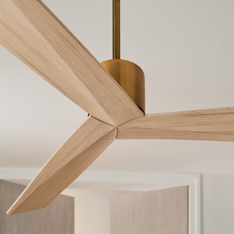 Visual Comfort Fan Adler 60 Indoor Ceiling Fan with Natural Honey ABS blades and Handheld Remote, Burnished Brass