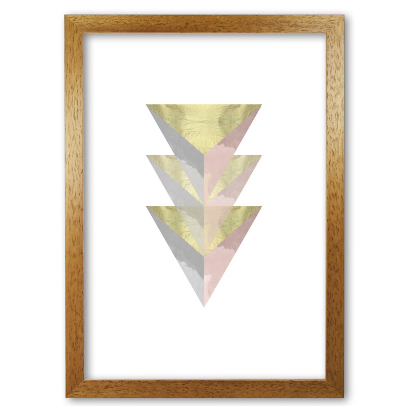 Abstract Triangles - Print, Honey Oak Frame, 30 cm H x 21 cm W x 5 cm D
