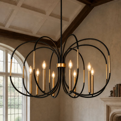 Aldrena 8-Light Oversized Dimmable Geometric Candle-Style Chandelier