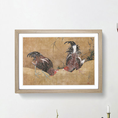 Gamecocks by Katsushika Hokusai - Framed Print