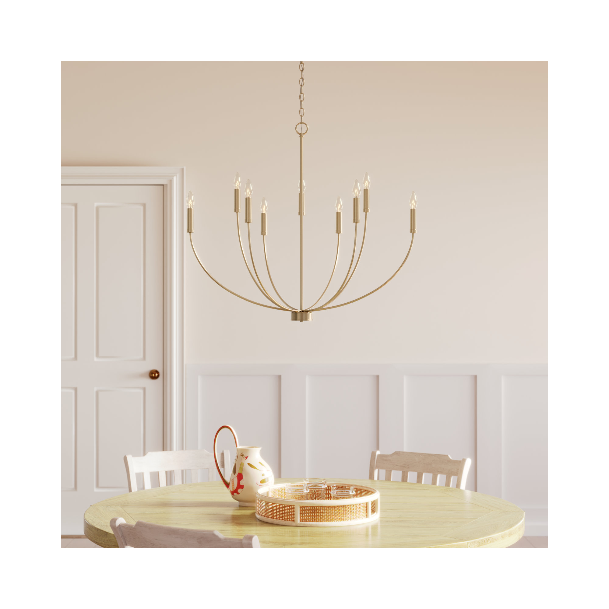 Ansley Dimmable Classic / Traditional Chandelier, 9 Lights, Aged Brass