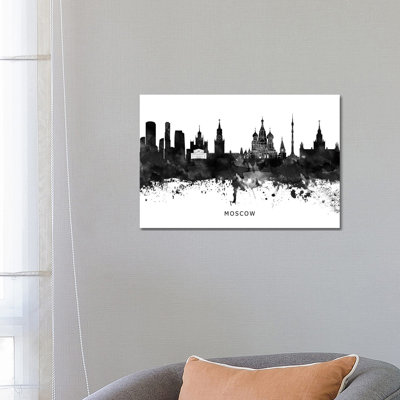 Moscow Skyline Black & White - Wrapped Canvas Print