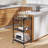 3-Tier Kitchen Microwave Stand With Wheels, 6 Hooks, And Rustic Metal Frame For Compact Spaces, Multi-Purpose Storage Cart