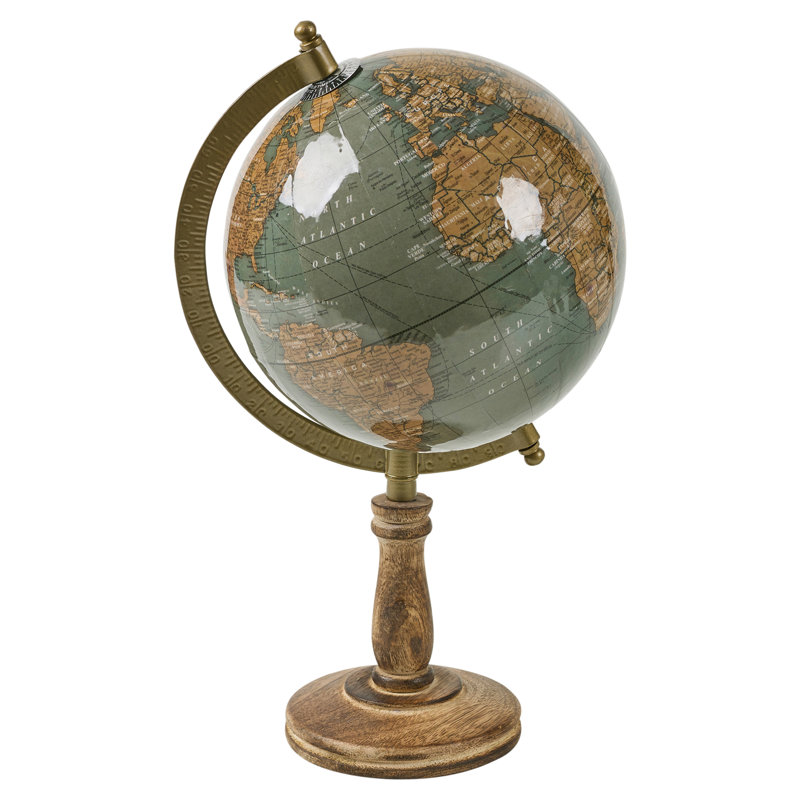 Wood Tabletop Globe, 31cm H x 18cm W x 18cm D