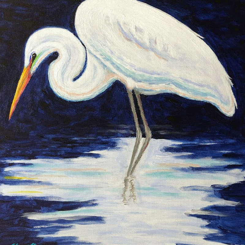Oreiller intérieur / extérieur Reflecting Egret