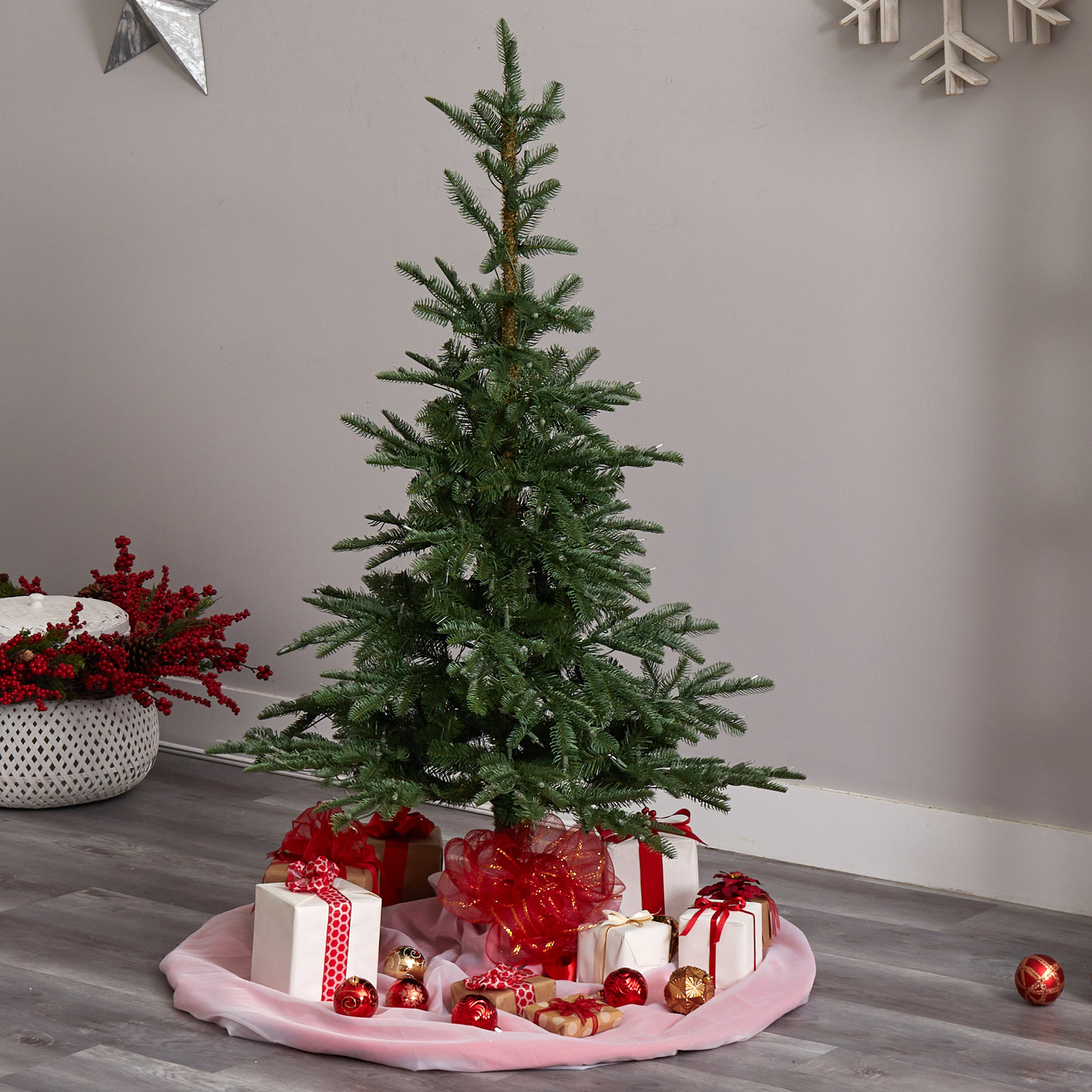 Lighted Artificial Spruce Christmas Tree, 5' H
