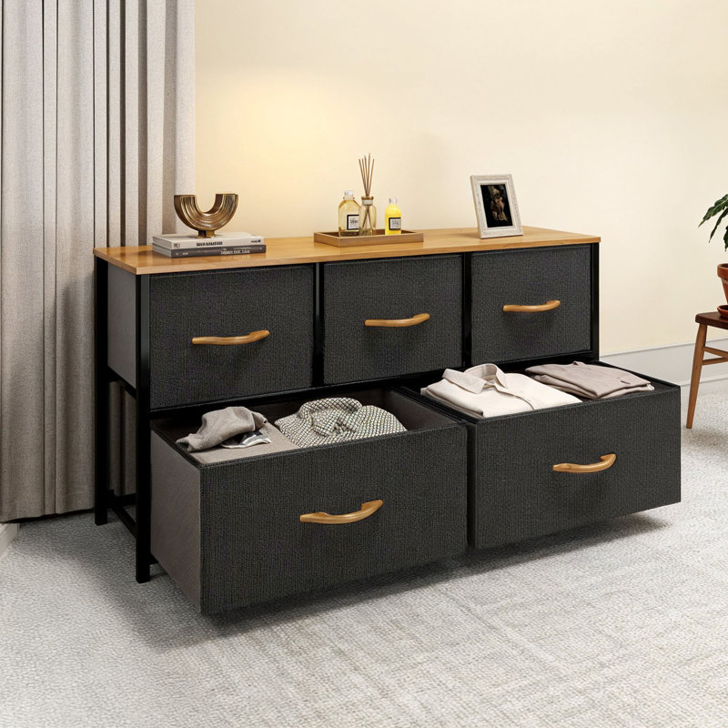 5 Drawer 100Cm W chest of drawers, Dark Grey