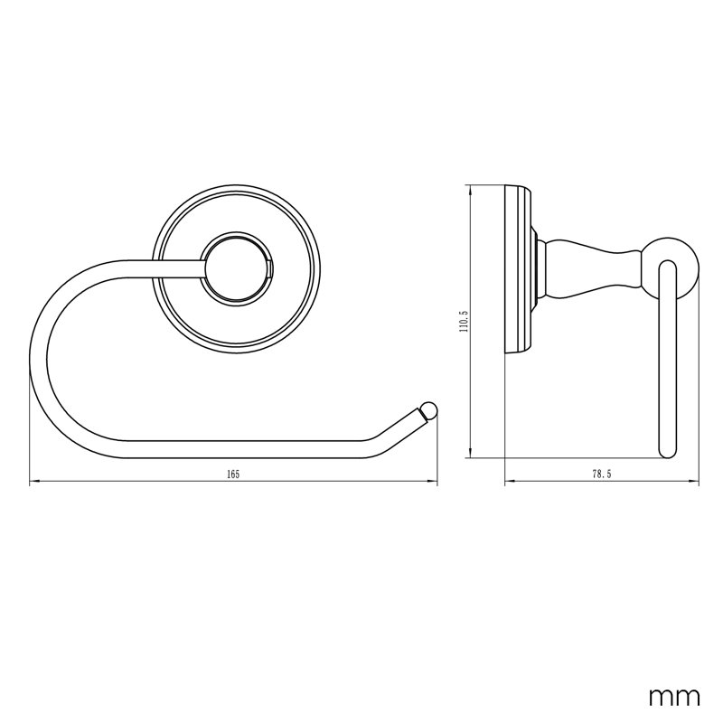 Porte-papier hygiénique San Martin Euro, chrome poli, Chrome poli