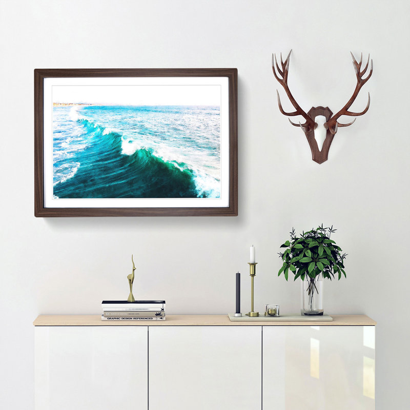 La Jolla in San Diego - Picture Frame Painting Print, 62cm H x 87cm W x 2cm D, Walnut Framed
