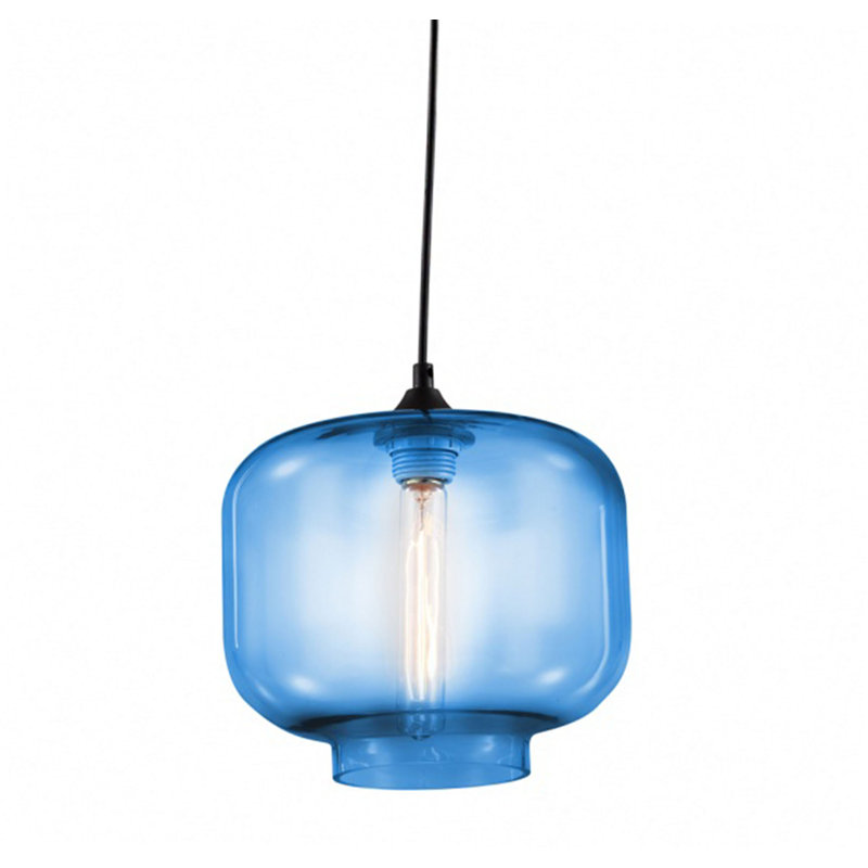 Industrial 1 Light Blue Glass Pendant