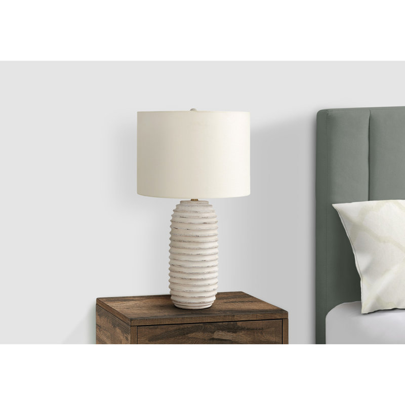 Lighting, 28 po, lampe de table, résine crème, abat-jour ivoire / crème, transitionnel
