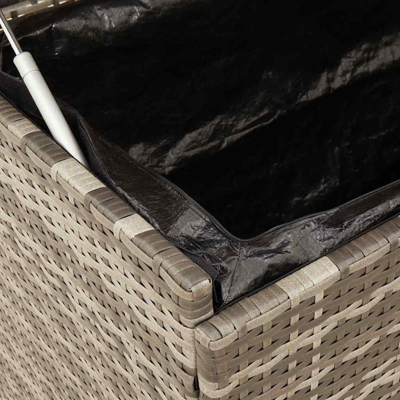 Garden Storage Box With Wheels 110X55x73 Cm Poly Rattan, Grey