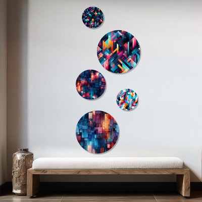 Corella - ensemble d'art mural rond géométrique moderne de 5