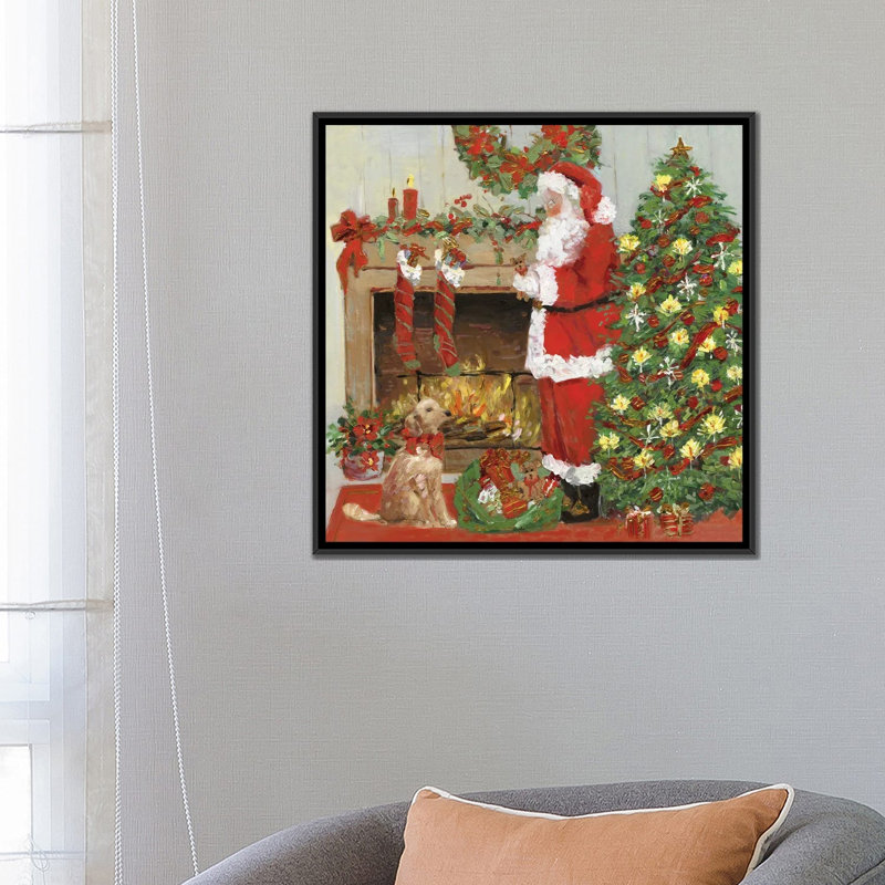 «Santa's Helper», reproduction d'art sur toile encadrée, H 26 po x l 26 po, Noir, Reproduction encadrée sans passe-partout