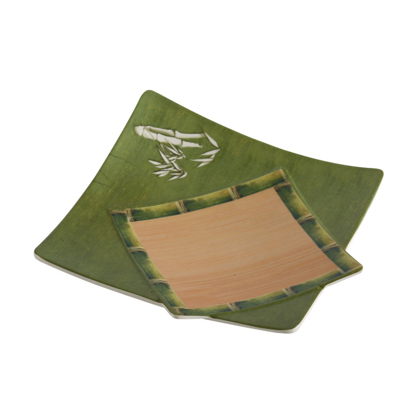 Bamboo Style Square Melamine Dessert Plate