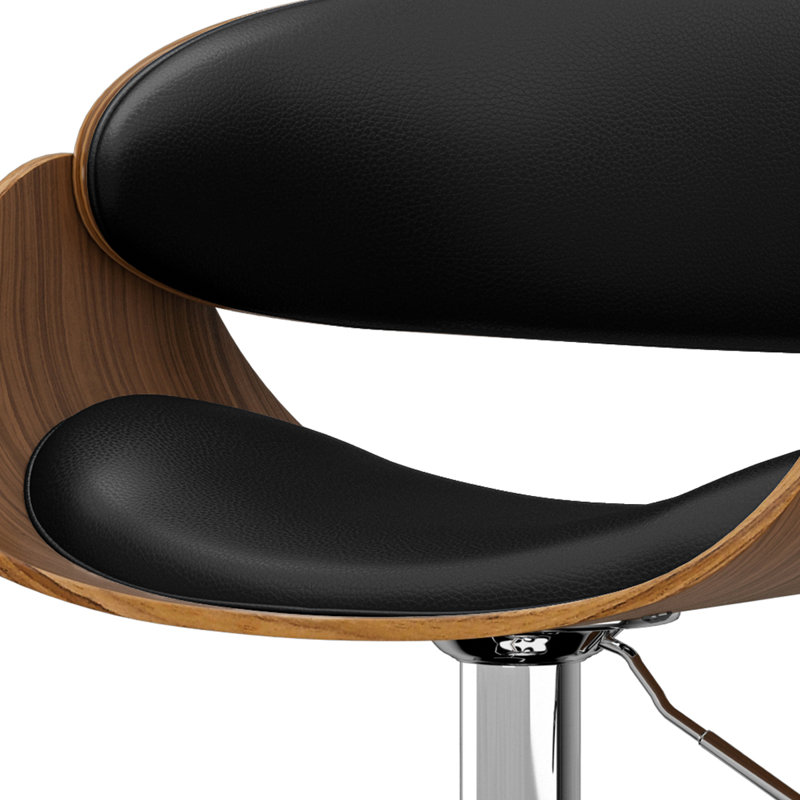 Amery Adjustable Swivel Black Wood and Metal Bar Stool
