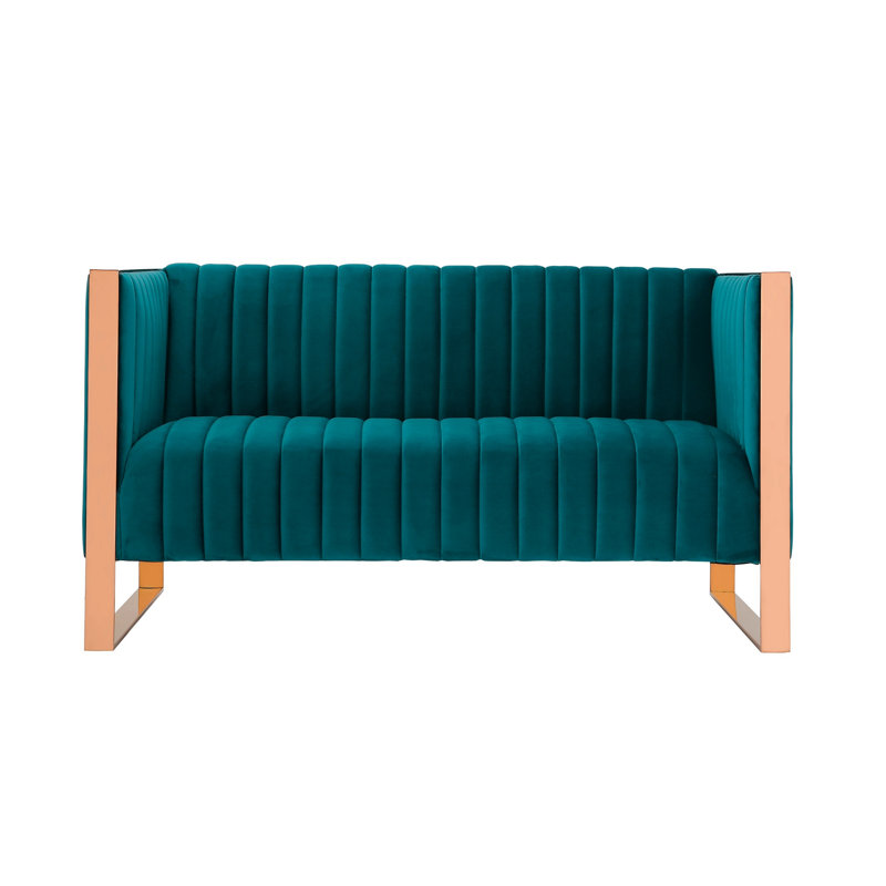 Causeuse en velours bleu sarcelle Trillium, Sarcelle