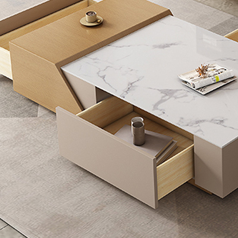 Table basse en bois de style crème sur pied