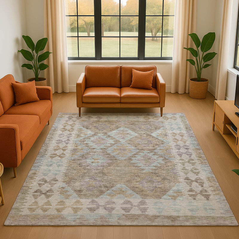 Premium Machine Washable Tara AMF1915 Tribal Rug, Rectangle 5' x 7'6"