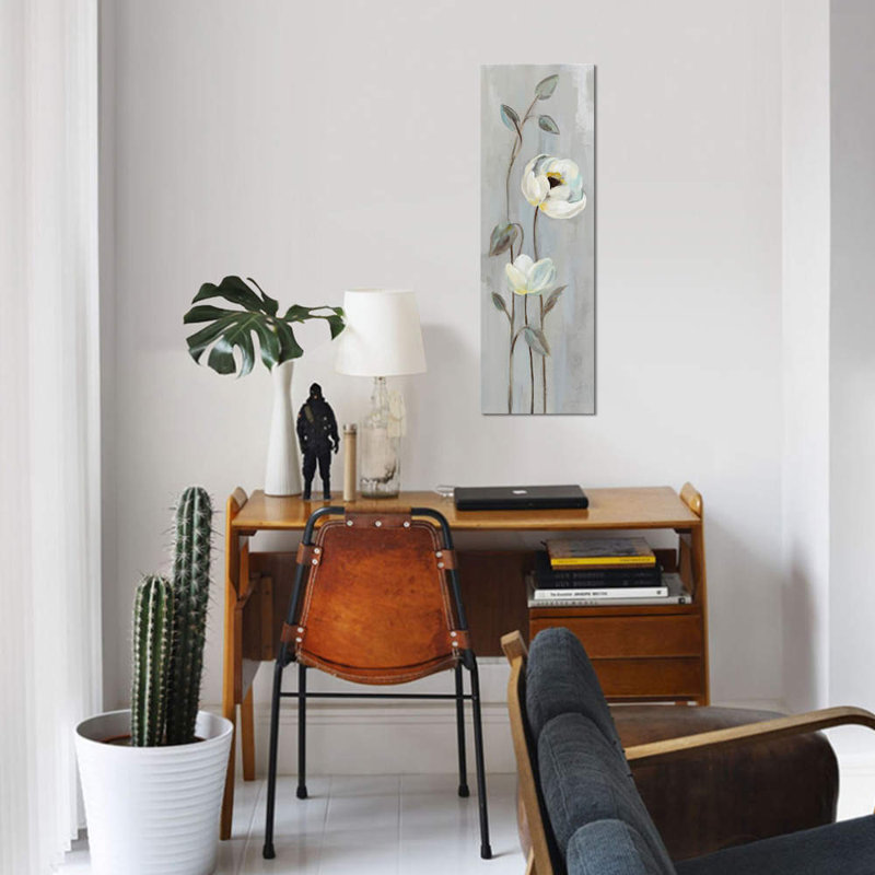 « neutral branches on gray i », impression sur toile, H 48 po x l 16 po x P 1,5 po, Toile tendue