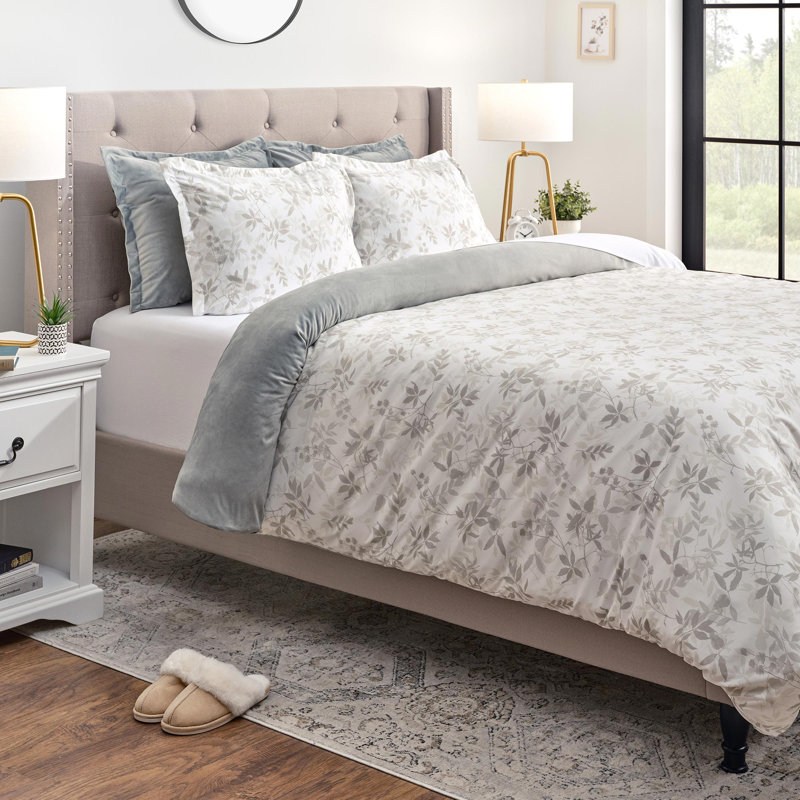 Ensemble de housse de couette réversible en microfibre 3 pièces Sage, Housse de couette simple + 2 taies d'oreiller stan