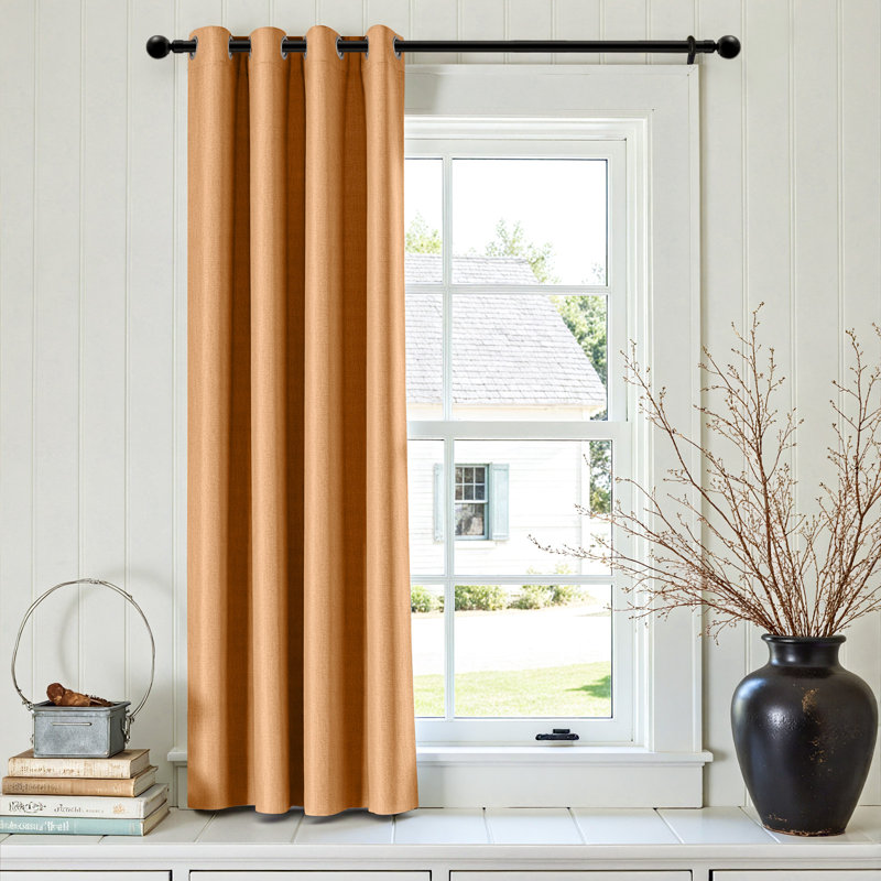 Grommet Room Darkening Linen Textured Curtain, 50" W x 72" L, Orange