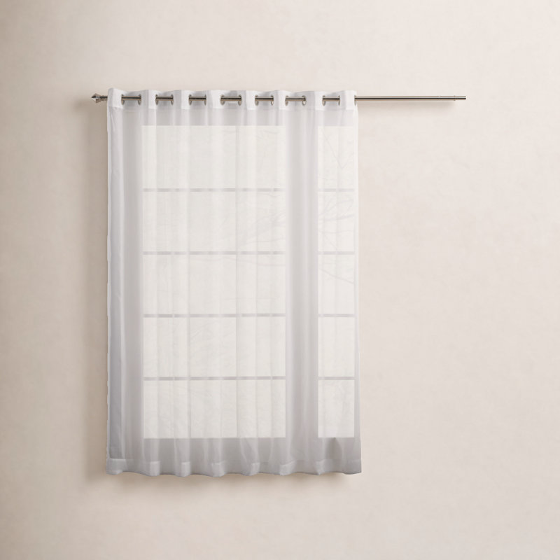 Polyester Sheer Grommet Curtain Panel, White