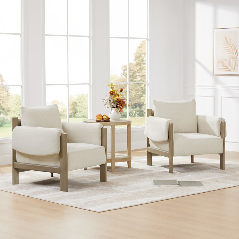 Melksham 33.26'' W Upholstered Accent Chair, Linen Polyester, Brown