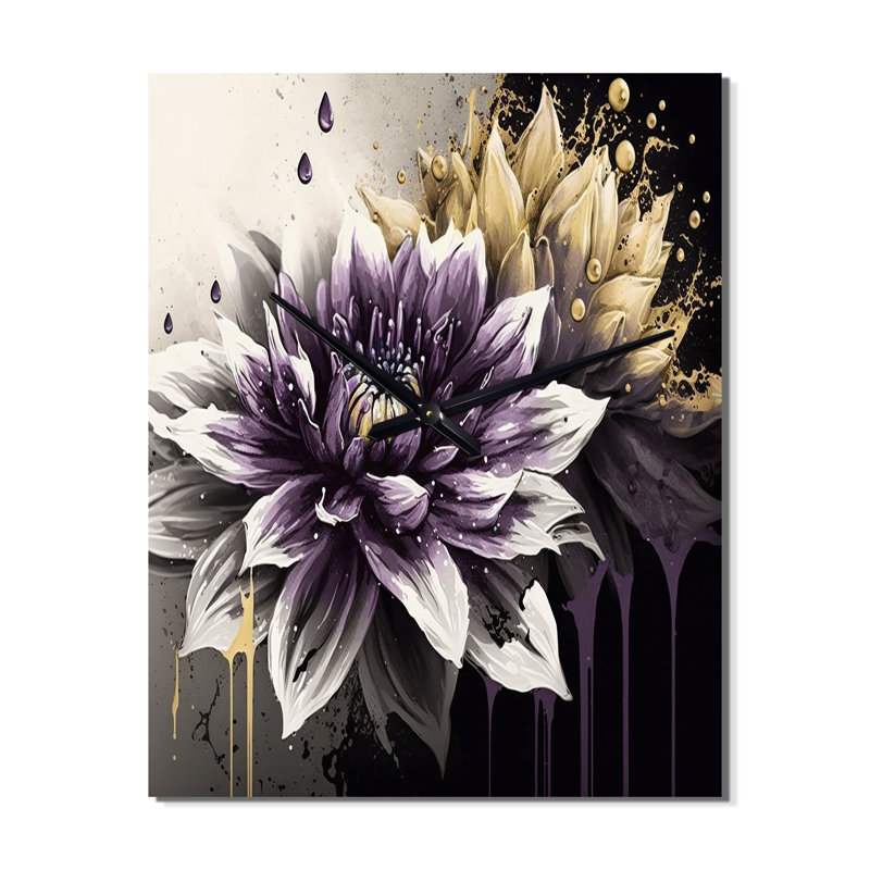 Jabrina - Horloges murales florales Dahlia, H 28 po x l 12 po