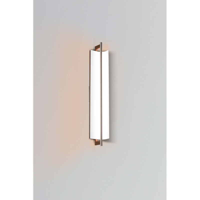 Allavo 31" Dimmable LED Bath Sconce, Brushed Aluminum/Walnut, Textured White, 3500K - 277V AC