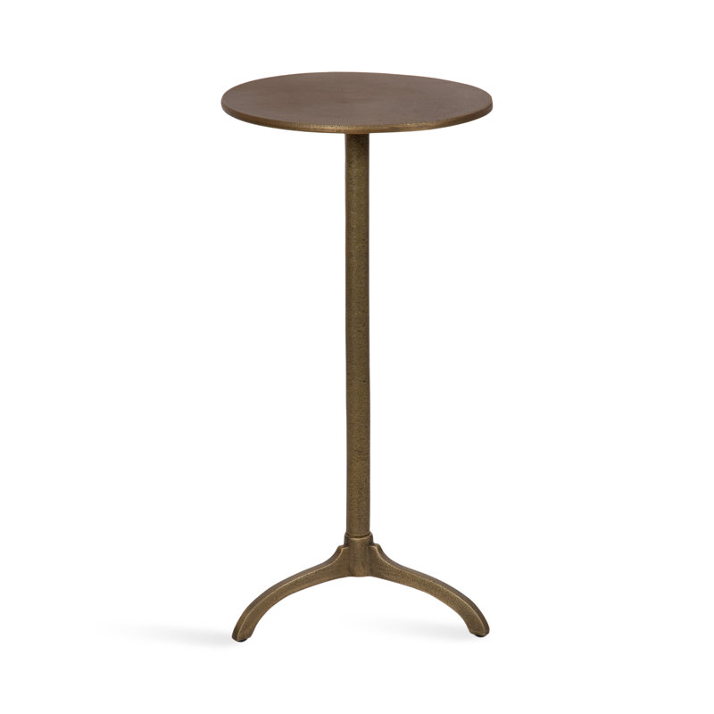 Sand Cast Aluminum Round Side Table, Gold